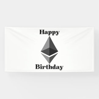 Gelukkige verjaardag Ethereum Icon 4x8 Vinyl Banne Spandoek