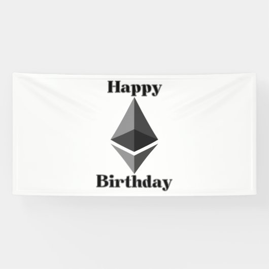 Gelukkige verjaardag Ethereum Icon 4x8 Vinyl Banne Spandoek (Horizontaal)
