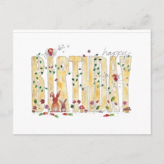 Gelukkige verjaardag - Fairy Woodland Briefkaart (Voorkant)