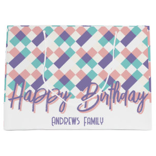 Gelukkige Verjaardag Familie Pastelkleuren Groot Cadeauzakje