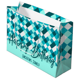 Gelukkige Verjaardag Familie Turquoise Grote Gift  Groot Cadeauzakje