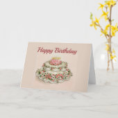 Gelukkige Verjaardag, Fancy Decorated Cake, Kaart (Gele Bloem)