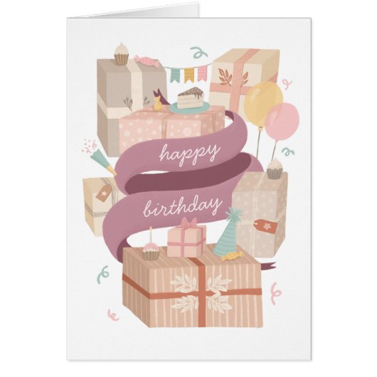 Gelukkige verjaardag. Fantastische koeken en cadea (Voorkant)