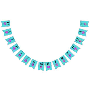 Gelukkige Verjaardag Fantasy Paarse Maan Gele Ster Vlaggetjes