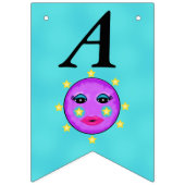 Gelukkige Verjaardag Fantasy Paarse Maan Gele Ster Vlaggetjes (Tweede vlag)