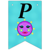 Gelukkige Verjaardag Fantasy Paarse Maan Gele Ster Vlaggetjes (Derde vlag)