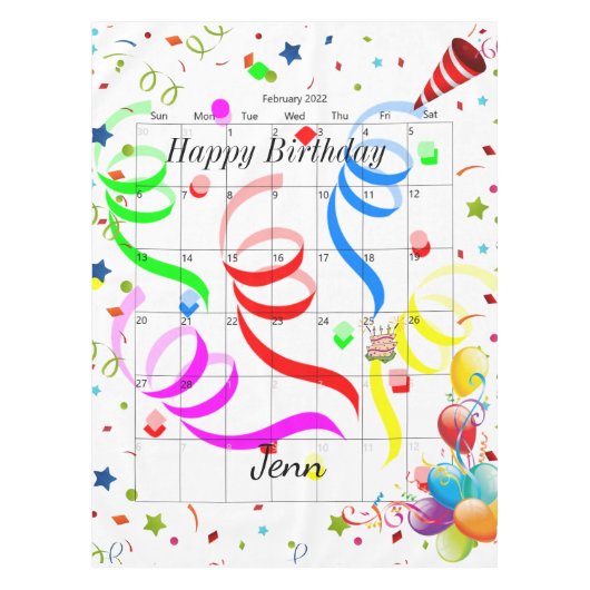 Gelukkige Verjaardag Februari 2022 Tafelkleed (Voorkant)