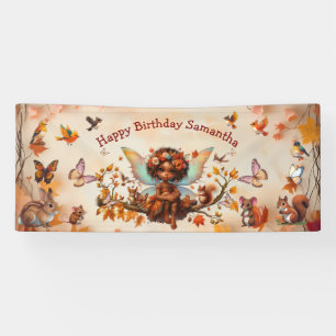 Gelukkige Verjaardag Fee Betoverd Bos Spandoek