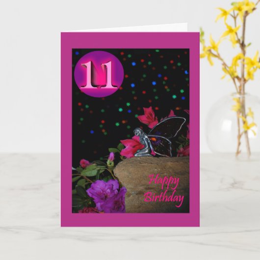 Gelukkige Verjaardag feeënfee 11 elfde 11e elevent Kaart (Gele Bloem)