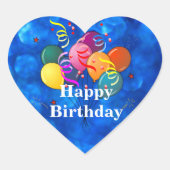Gelukkige verjaardag, feestballonnen, hart sticker (Voorkant)