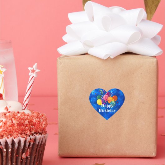 Gelukkige verjaardag, feestballonnen, hart sticker (Feest)