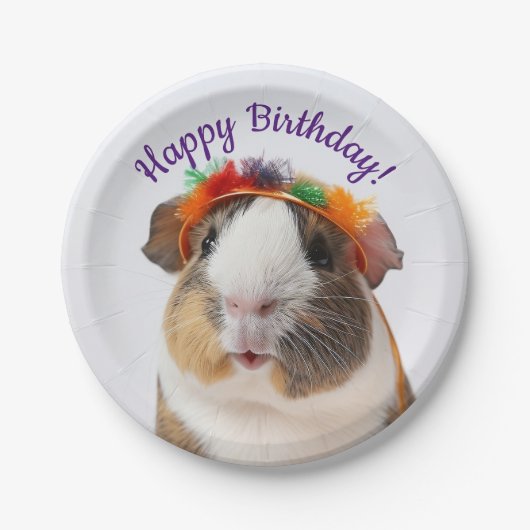 Gelukkige Verjaardag - Feestdier cavia #2 Papieren Bordje (Voorkant)