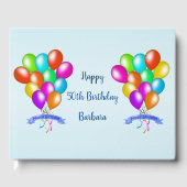 Gelukkige Verjaardag Feestelijke Kleurrijke Ballon Gastenboek (Voorkant)