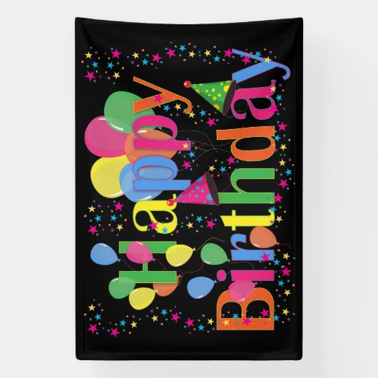 Gelukkige verjaardag, feestelijke verjaardag spandoek (Verticaal)