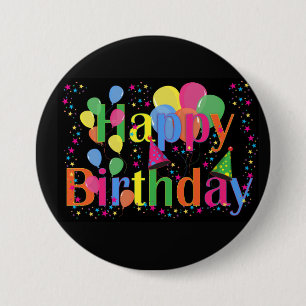 Gelukkige verjaardag, feestelijke verjaardagsvieri ronde button 7,6 cm