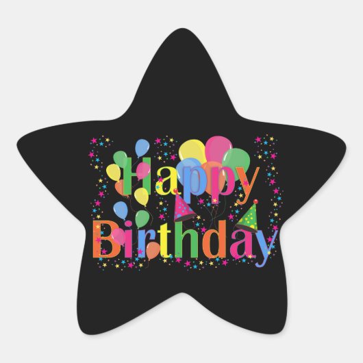 Gelukkige verjaardag, feestelijke verjaardagsvieri ster sticker (Voorkant)