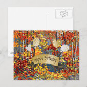 Gelukkige verjaardag, fijnschilderkunst, briefkaart (Voorkant / Achterkant)