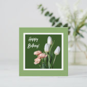 Gelukkige verjaardag fine art witte tulp bloemen g kaart (Staand voorkant)