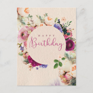 Gelukkige verjaardag fleurs briefkaart