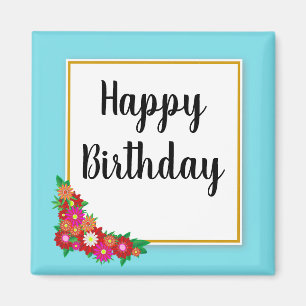 Gelukkige Verjaardag Floral Country Square Magnet