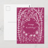 Gelukkige Verjaardag Floral Whimsical Sketch Doodl Briefkaart (Voorkant / Achterkant)