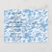 Gelukkige Verjaardag Foto Blue Camo - Verjaardag B Uitnodiging Briefkaart (Achterkant)