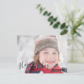 Gelukkige Verjaardag Foto Blue Camo - Verjaardag B Uitnodiging Briefkaart (Staand voorkant)