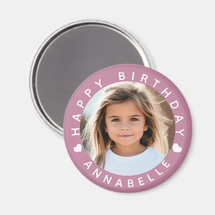 Gelukkige Verjaardag Foto en Naam Badge Magneet