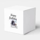 Gelukkige verjaardag foto familienaam elegante kla bedankdoosjes (Achterkant)