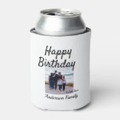 Gelukkige verjaardag foto familienaam elegante kla blikjeskoeler (Blikje Voorkant)