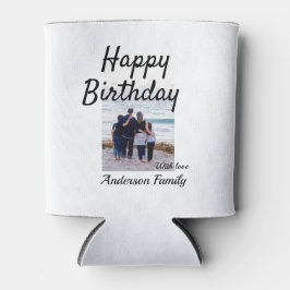 Gelukkige verjaardag foto familienaam elegante kla blikjeskoeler