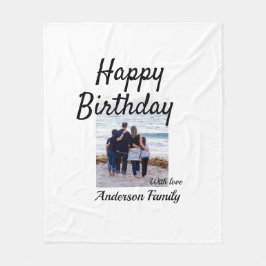 Gelukkige verjaardag foto familienaam elegante kla fleece deken