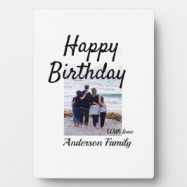 Gelukkige verjaardag foto familienaam elegante kla fotoplaat