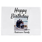 Gelukkige verjaardag foto familienaam elegante kla groot cadeauzakje (Achterkant)