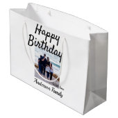 Gelukkige verjaardag foto familienaam elegante kla groot cadeauzakje (Achterkant Gekanteld)