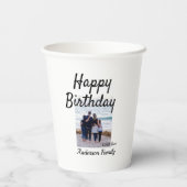 Gelukkige verjaardag foto familienaam elegante kla papieren bekers (Achterkant)