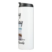 Gelukkige verjaardag foto familienaam elegante kla thermosbeker (Geroteerd rechts)
