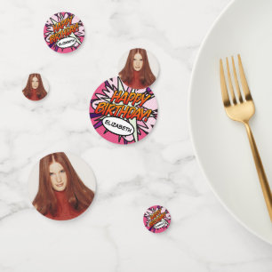 GELUKKIGE VERJAARDAG Foto Fun Retro Stripboek Confetti