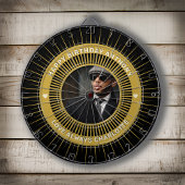 Gelukkige Verjaardag Foto Goud Zwart Modern Custom Dartbord