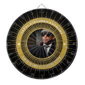 Gelukkige Verjaardag Foto Goud Zwart Modern Custom Dartbord (Voorkant)