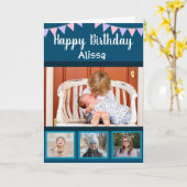 Gelukkige Verjaardag Fotocollage Aangepaste Naam B Kaart (Gele Bloem)