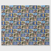 Gelukkige Verjaardag Fotocollage Elke Leeftijd Nav Cadeaupapier (Vlak)