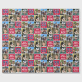 Gelukkige Verjaardag Fotocollage Elke Leeftijd Nav Cadeaupapier (Vlak)