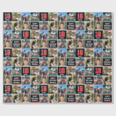 Gelukkige Verjaardag Fotocollage Elke Leeftijd Roo Cadeaupapier (Vlak)