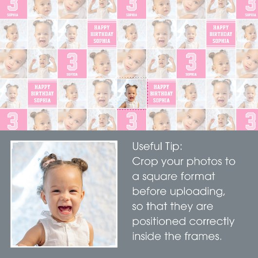 Gelukkige Verjaardag Fotocollage Elke Leeftijd Roz Cadeaupapier