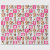 Gelukkige Verjaardag Fotocollage Elke Leeftijd Roz Cadeaupapier (Vlak)