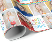 Gelukkige Verjaardag Fotocollage Mooie Regenboog Cadeaupapier (Rol Hoek)