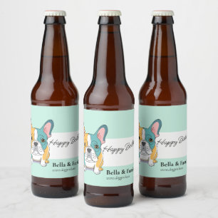 Gelukkige Verjaardag Franse Bulldog Bier Etiket