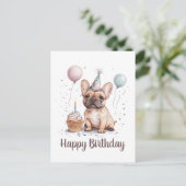Gelukkige verjaardag Franse Bulldog Briefkaart (Staand voorkant)