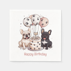 Gelukkige Verjaardag Franse Bulldog Party Hats Servet